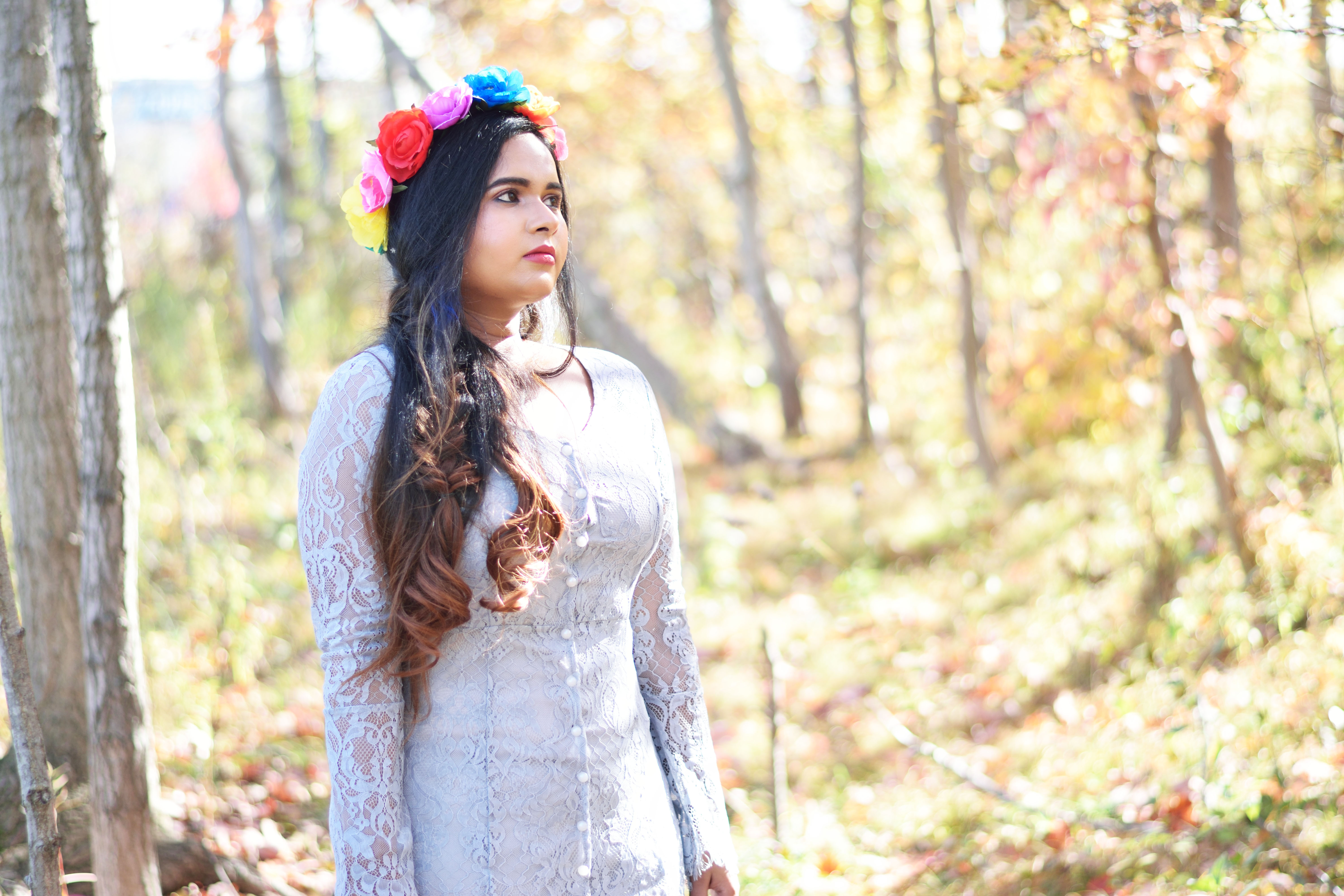 Dreamy princess look with Grey Lace dress from Lookbook Store